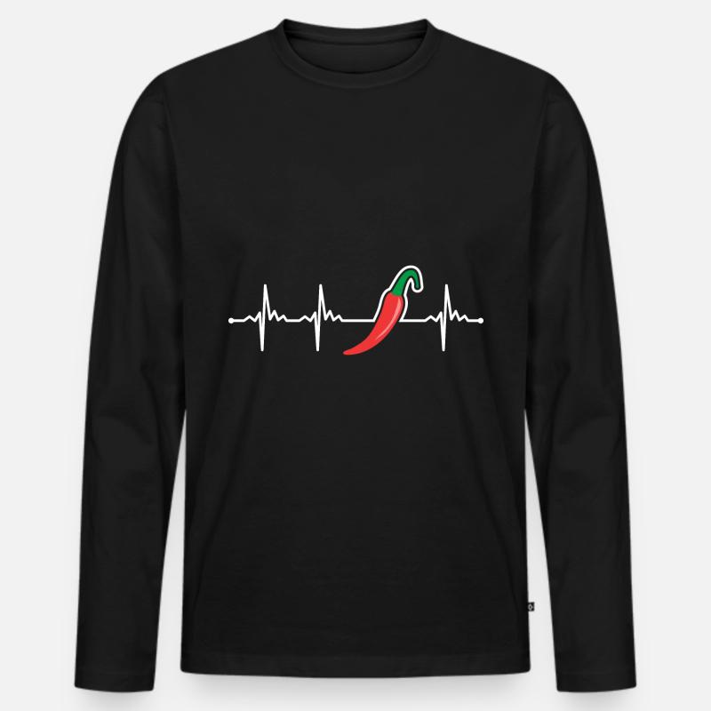 Chili Pfeffer - Männer Premium Bio Langarmshirt - Schwarz