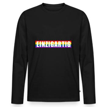 Einzigartig LGBT Gay Pride CSD Queer Regenbogen - Männer Premium Bio Langarmshirt - Schwarz - Vorne - Nico (187cm)