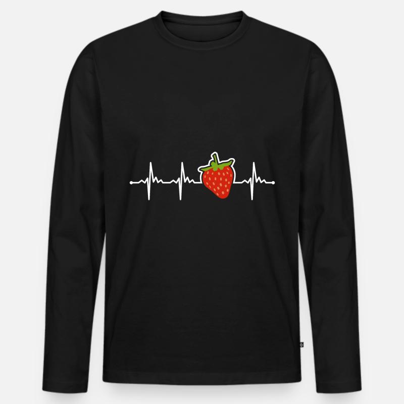 Erdbeere - Männer Premium Bio Langarmshirt - Schwarz