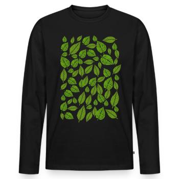 Blätter Baum Wald Natur - Männer Premium Bio Langarmshirt - Schwarz - Vorne - Nico (187cm)