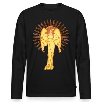 Votre ange gardien, un ange Art Nouveau - T-shirt manches longues Premium bio Homme - noir - Devant - Nico (187cm)