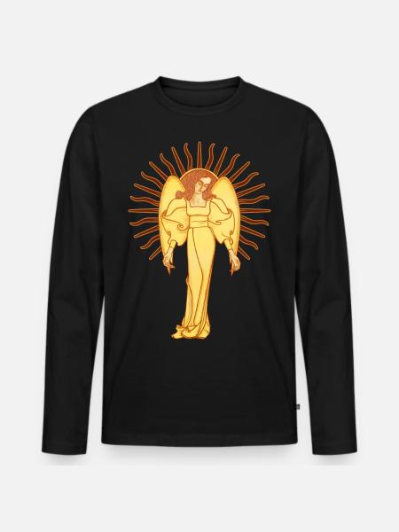 Dein Schutzengel, ein Jugendstil-Engel - Männer Premium Bio Langarmshirt - Schwarz