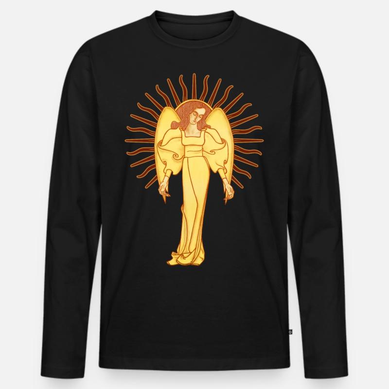 Dein Schutzengel, ein Jugendstil-Engel - Männer Premium Bio Langarmshirt - Schwarz
