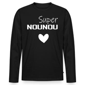 Super Nounou Citation Femme Métier - T-shirt manches longues Premium bio Homme - noir - Devant - Nico (187cm)
