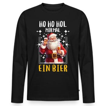 Weihnachtsmann Bier Saufen Alkohol Weihnachten - Männer Premium Bio Langarmshirt - Schwarz - Vorne - Nico (187cm)
