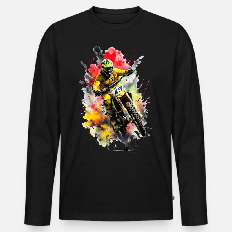 Motocross Splash - Männer Premium Bio Langarmshirt - Schwarz