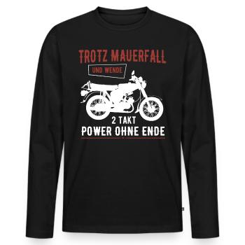 Trotz Mauerfall & Wende 2 Takt Simmi S51 Ostmoped - Männer Premium Bio Langarmshirt - Schwarz - Vorne - Nico (187cm)