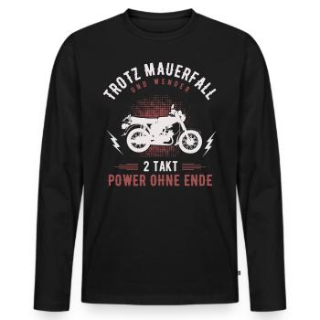 Trotz Mauerfall & Wende 2 Takt Simmi S51 Ostmoped - Männer Premium Bio Langarmshirt - Schwarz - Vorne - Nico (187cm)