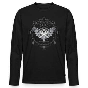 Mondphasen, Falter, Schwarze Magie - Männer Premium Bio Langarmshirt - Schwarz - Vorne - Nico (187cm)
