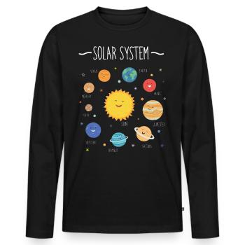Système solaire avec toutes les planètes, orbites - T-shirt manches longues Premium bio Homme - noir - Devant - Nico (187cm)