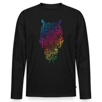 Owl and eagle owl staring at you - Men's Premium Organic Long Sleeve Shirt - black - Front - Nico (187cm)
