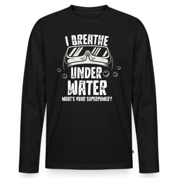 Plongée Sous-marine Plongée Sous l’eau Respirer - T-shirt manches longues Premium bio Homme - noir - Devant - Nico (187cm)