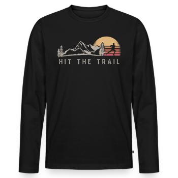 Trail running, running in the mountains, jogging, cross - Men's Premium Organic Long Sleeve Shirt - black - Front - Nico (187cm)