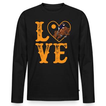 Horseback Riding, Horse, Lover, Horses - Men's Premium Organic Long Sleeve Shirt - black - Front - Nico (187cm)