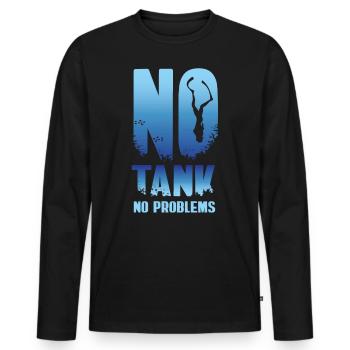 Freediving, Freediver & Apnoe Diving, One Breath - Men's Premium Organic Long Sleeve Shirt - black - Front - Nico (187cm)