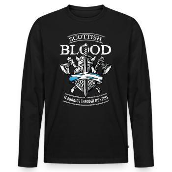 Scottish Blood Flows Through My Veins - Men's Premium Organic Long Sleeve Shirt - black - Front - Nico (187cm)