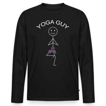 Yoga, Spiritual Yoga Type, Stick Man - Men's Premium Organic Long Sleeve Shirt - black - Front - Nico (187cm)