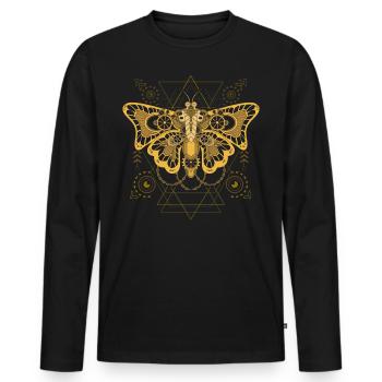 Steampunk Schmetterling - Männer Premium Bio Langarmshirt - Schwarz - Vorne - Nico (187cm)