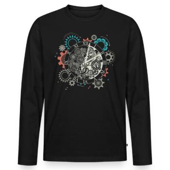 Steampunk, mécanique victorienne - T-shirt manches longues Premium bio Homme - noir - Devant - Nico (187cm)