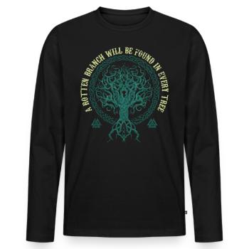 Vikings, vieilles citations, Vikings - T-shirt manches longues Premium bio Homme - noir - Devant - Nico (187cm)