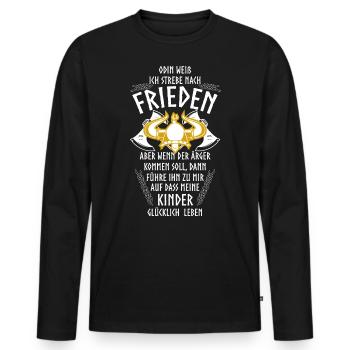 Wikinger, Altnordische Zitate, Odin, Walhalla - Männer Premium Bio Langarmshirt - Schwarz - Vorne - Nico (187cm)