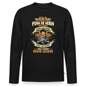 Wikinger, Valhalla, Viking, Nordmann - Männer Premium Bio Langarmshirt - Schwarz - Vorne - Nico (187cm)
