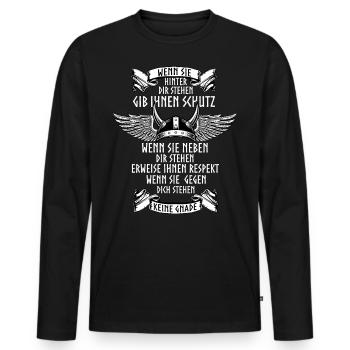 Wikinger, Walhalla, Odin, Nordische Mythologie - Männer Premium Bio Langarmshirt - Schwarz - Vorne - Nico (187cm)