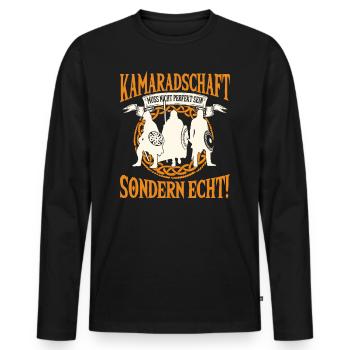 Wikinger Freundschaft, Perfekt Und Echt - Männer Premium Bio Langarmshirt - Schwarz - Vorne - Nico (187cm)