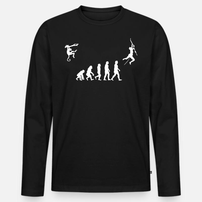 Evolution des Kletterns, Bouldern, Bergsteigen - Männer Premium Bio Langarmshirt - Schwarz