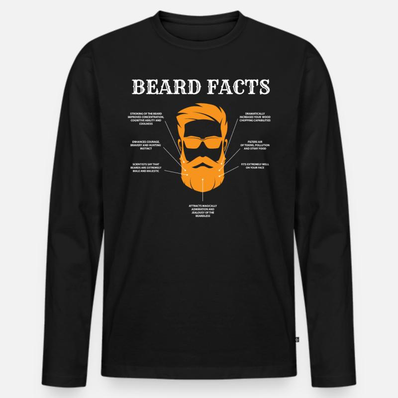 Bart Fakten, Bart, Bärte - Männer Premium Bio Langarmshirt - Schwarz