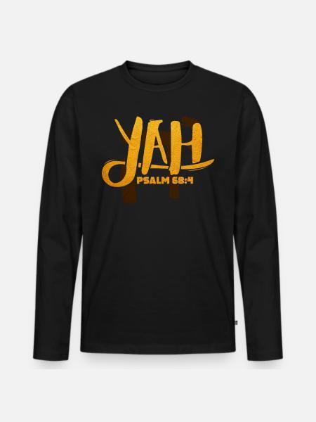 Yah Salmo 68: 4, Bibbia ebraica, Cristiano - Maglia a manica lunga ecologica premium da uomo - nero