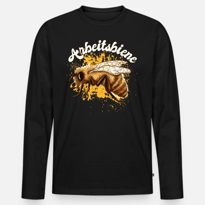 Arbeitsbiene, Fleissig - Männer Premium Bio Langarmshirt - Schwarz