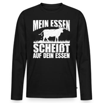 Fleischessen, Grillen BBQ, Anti Vegetarier - Männer Premium Bio Langarmshirt - Schwarz - Vorne - Nico (187cm)