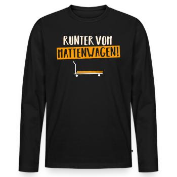 Runter vom Mattenwagen, Hallensport, Halle - Männer Premium Bio Langarmshirt - Schwarz - Vorne - Nico (187cm)