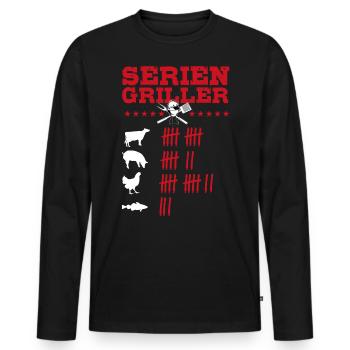 Seriengriller, Grill, BBQ, Fleischesser, Smoker - Männer Premium Bio Langarmshirt - Schwarz - Vorne - Nico (187cm)