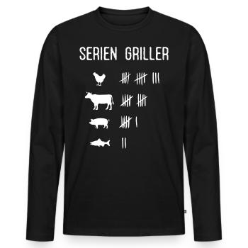 Griller, Griller, BBQ, Smoken, Grill - T-shirt manches longues Premium bio Homme - noir - Devant - Nico (187cm)