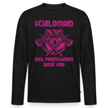 Schildmaid, Vikinger Frau, Vikinger, Nordfrau - Männer Premium Bio Langarmshirt - Schwarz - Vorne - Nico (187cm)