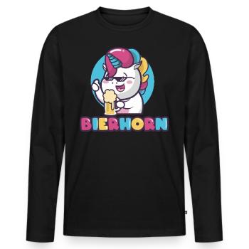 Einhorn, Einhörner, Bier, Bierhorn - Männer Premium Bio Langarmshirt - Schwarz - Vorne - Nico (187cm)