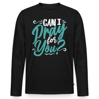 Verse biblique, Dieu chrétien, prière - T-shirt manches longues Premium bio Homme - noir - Devant - Nico (187cm)