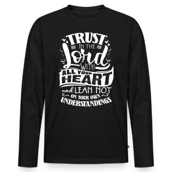 Verse biblique, Dieu chrétien, prière - T-shirt manches longues Premium bio Homme - noir - Devant - Nico (187cm)