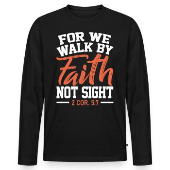 Verse biblique, Dieu chrétien, prière - T-shirt manches longues Premium bio Homme - noir - Devant - Nico (187cm)