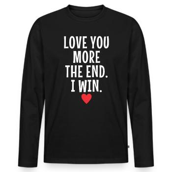 Je t’aime plus à la fin je gagne la Saint-Valentin - T-shirt manches longues Premium bio Homme - noir - Devant - Nico (187cm)