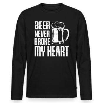 Beer Never Broke My Heart Festival Bier - Männer Premium Bio Langarmshirt - Schwarz - Vorne - Nico (187cm)