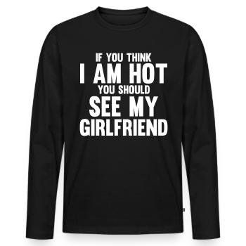 Si vous pensez que je suis mignon, vous devriez voir ma petite amie - T-shirt manches longues Premium bio Homme - noir - Devant - Nico (187cm)