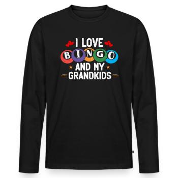 I Love Bingo And My Grandkids Funny Bingo - Men's Premium Organic Long Sleeve Shirt - black - Front - Nico (187cm)