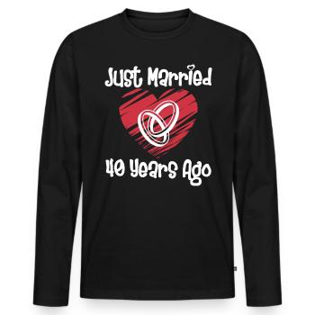 Just Married 40 Years Ago 40th Wedding Anniversary - Männer Premium Bio Langarmshirt - Schwarz - Vorne - Nico (187cm)
