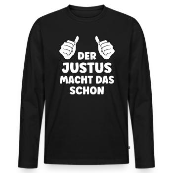 Justus Lustiger Spruch Vorname Name Justus - Männer Premium Bio Langarmshirt - Schwarz - Vorne - Nico (187cm)