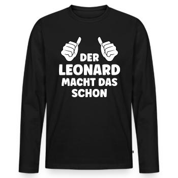 Leonard Lustiger Spruch Vorname Name Leonard - Männer Premium Bio Langarmshirt - Schwarz - Vorne - Nico (187cm)