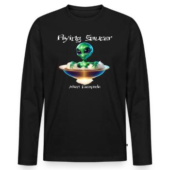 Flying saucer with alien - Men's Premium Organic Long Sleeve Shirt - black - Front - Nico (187cm)