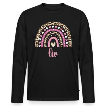 Liv Regenbogen Name Geburtstag Liv - Männer Premium Bio Langarmshirt - Schwarz - Vorne - Nico (187cm)